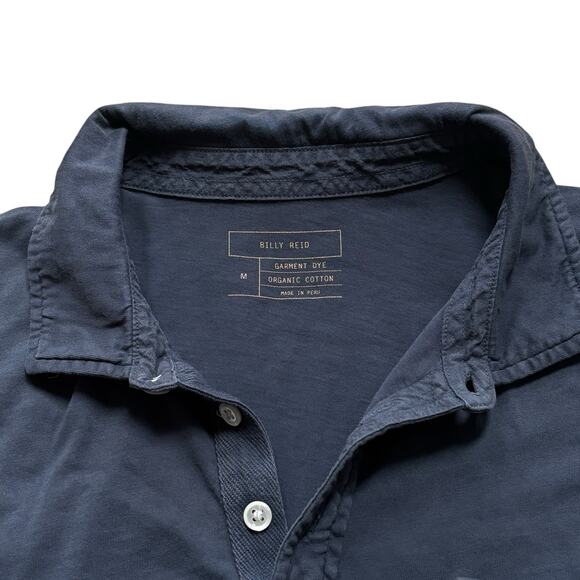 Billy Reid Slate Gray Garment Dyed Organic Cotton Short Sleeve Polo Shirt Medium - Picture 2 of 5